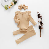 The Baby Concept Long Sleeve Ribbed Romper and Elastic Pants Set
