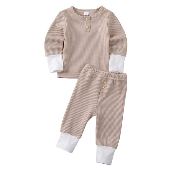 The Baby Concept Beige Long Sleeve Cotton Top and Pants