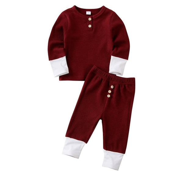 The Baby Concept Burgundy Long Sleeve Cotton Top and Pants