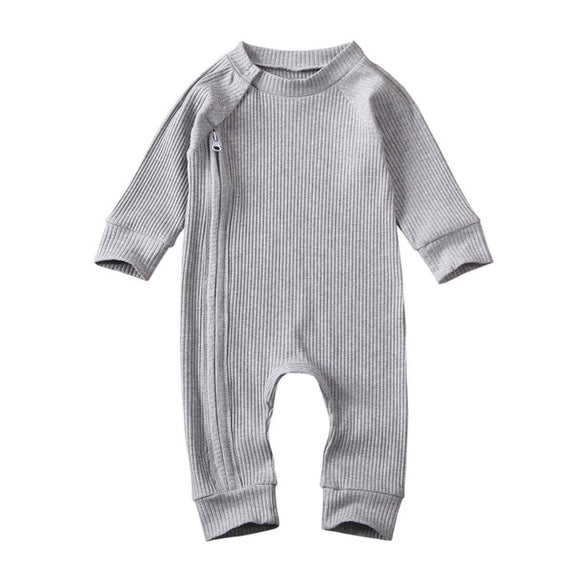The Baby Concept Gray Cotton Zipper Onesie