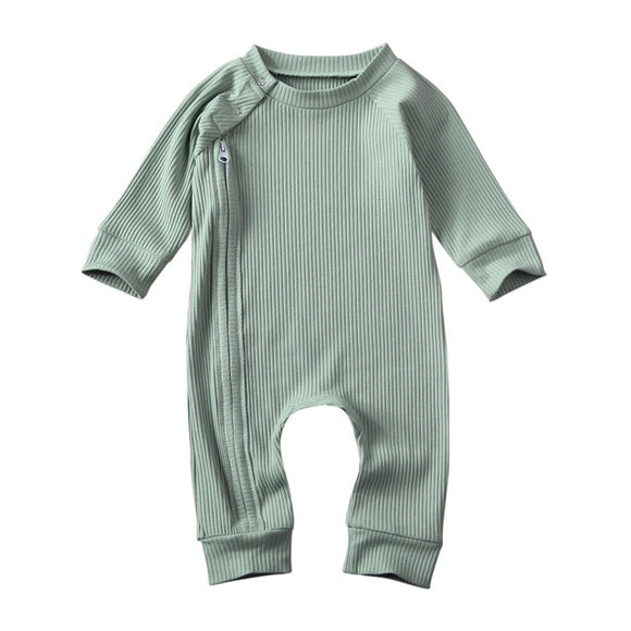 The Baby Concept Green Cotton Zipper Onesie