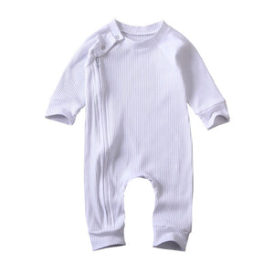 The Baby Concept White Cotton Zipper Onesie