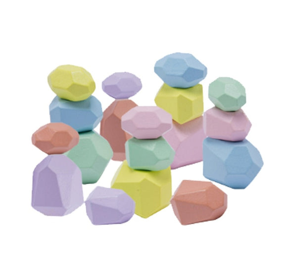 The Baby Concept Wooden Stacking Stones Light Colors - 18 pieces