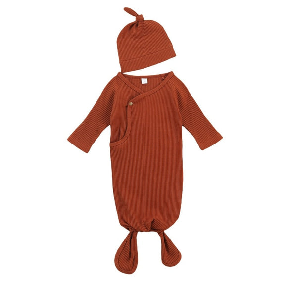 The Baby Concept Cumin Brown Sleeping Jumpsuit with Hat