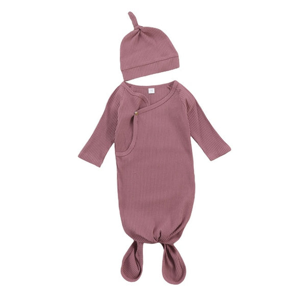 The Baby Concept Plum Sleeping Jumpsuit with Hat