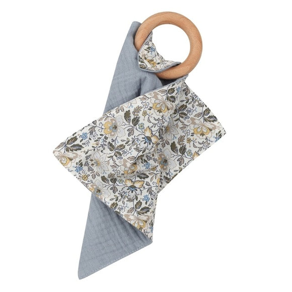 The Baby Concept Dusty Blue Floral Teether Comforter